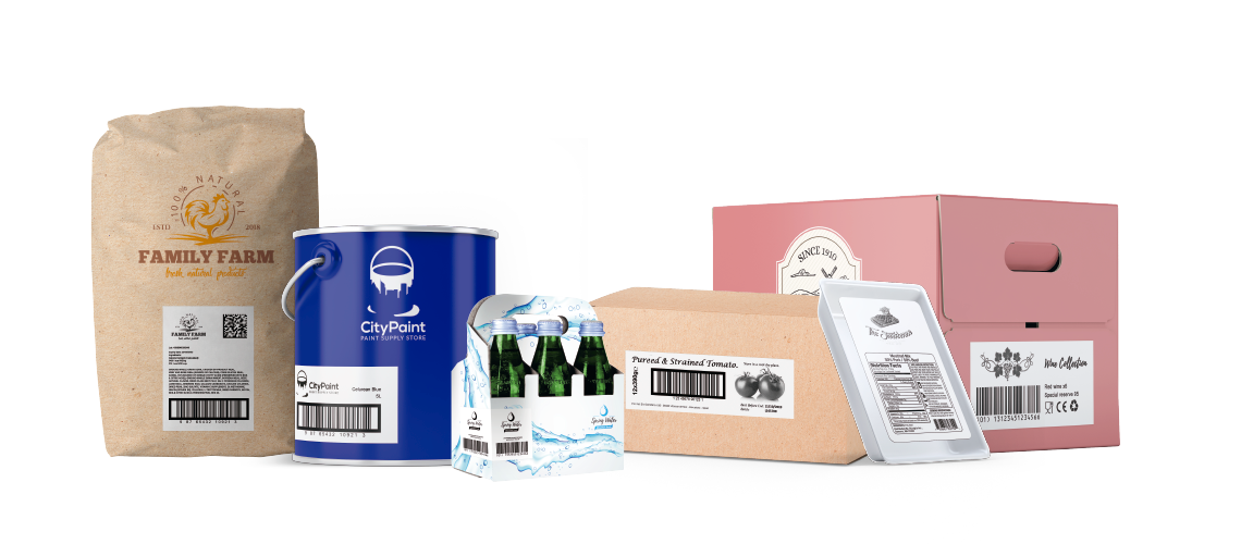 Automatische Etikettierung von Sekundärverpackungen in Echtzeit (Kartons, Säcke, Packungen)
